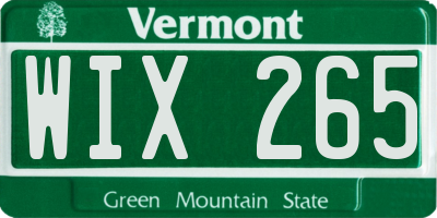 VT license plate WIX265