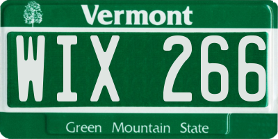 VT license plate WIX266