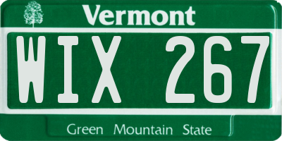 VT license plate WIX267