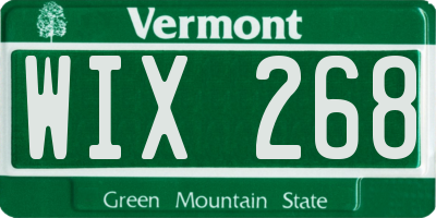 VT license plate WIX268