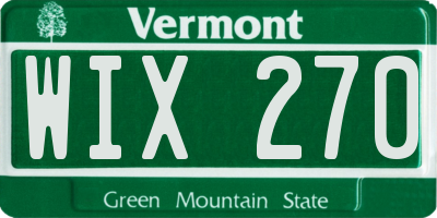 VT license plate WIX270