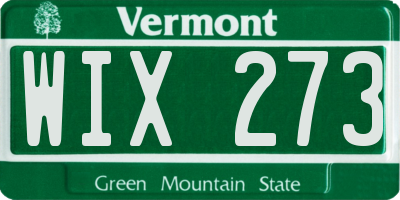 VT license plate WIX273