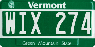 VT license plate WIX274
