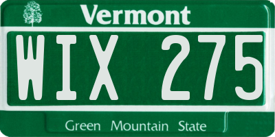 VT license plate WIX275