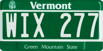 VT license plate WIX277