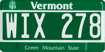VT license plate WIX278