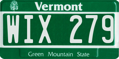 VT license plate WIX279