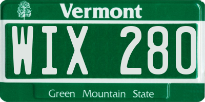 VT license plate WIX280