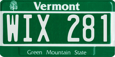 VT license plate WIX281