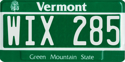 VT license plate WIX285