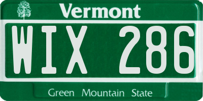 VT license plate WIX286