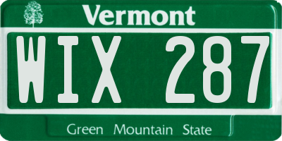 VT license plate WIX287