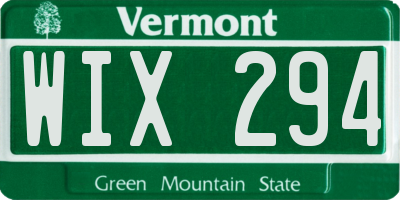 VT license plate WIX294