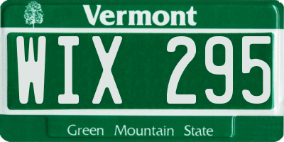 VT license plate WIX295