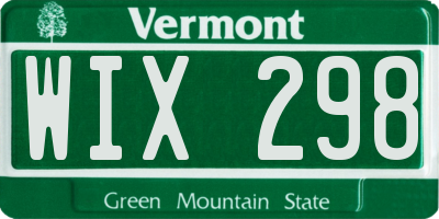 VT license plate WIX298
