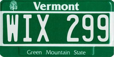 VT license plate WIX299
