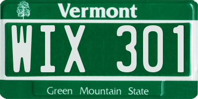 VT license plate WIX301