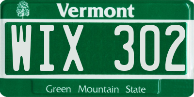 VT license plate WIX302