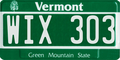 VT license plate WIX303