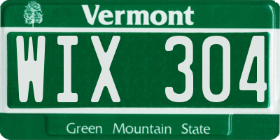 VT license plate WIX304
