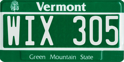 VT license plate WIX305