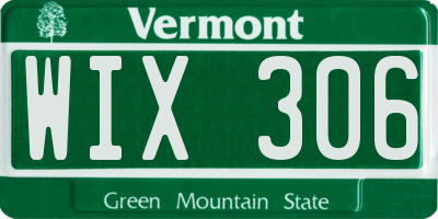 VT license plate WIX306