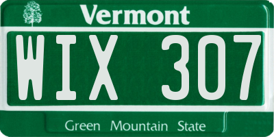 VT license plate WIX307