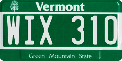 VT license plate WIX310