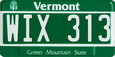 VT license plate WIX313