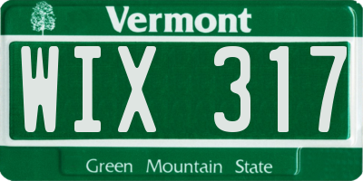 VT license plate WIX317