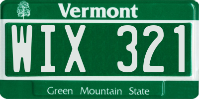 VT license plate WIX321