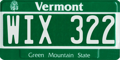 VT license plate WIX322