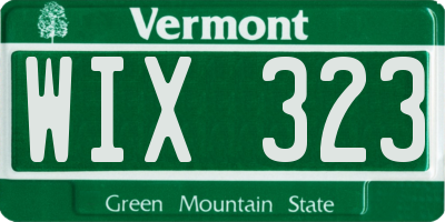 VT license plate WIX323
