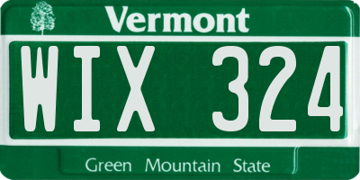 VT license plate WIX324