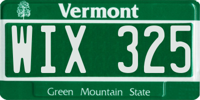 VT license plate WIX325