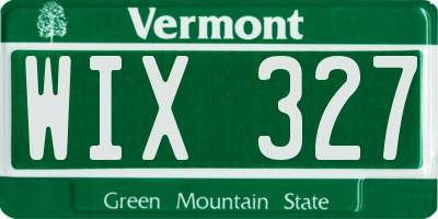 VT license plate WIX327
