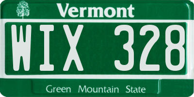 VT license plate WIX328