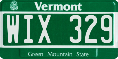 VT license plate WIX329