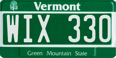 VT license plate WIX330