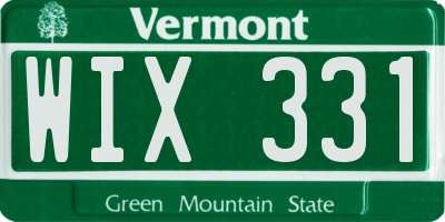 VT license plate WIX331