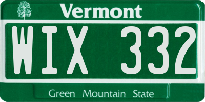 VT license plate WIX332