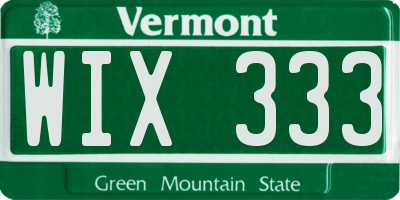 VT license plate WIX333