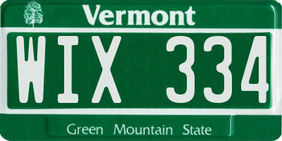 VT license plate WIX334