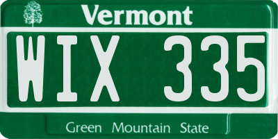 VT license plate WIX335
