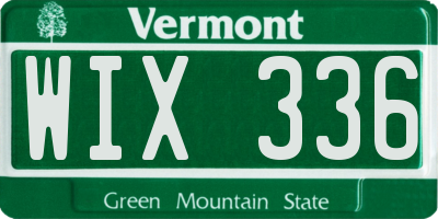 VT license plate WIX336
