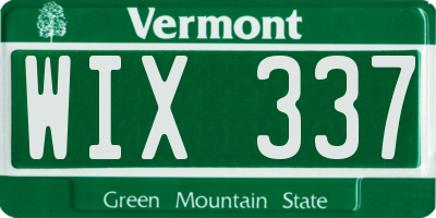VT license plate WIX337