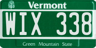 VT license plate WIX338