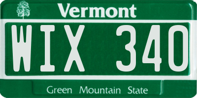VT license plate WIX340