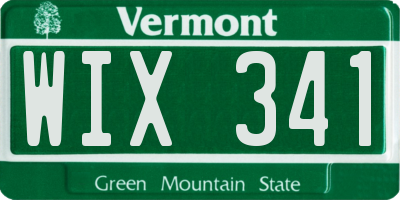 VT license plate WIX341