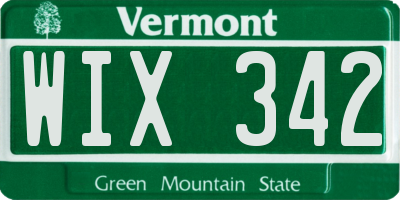 VT license plate WIX342